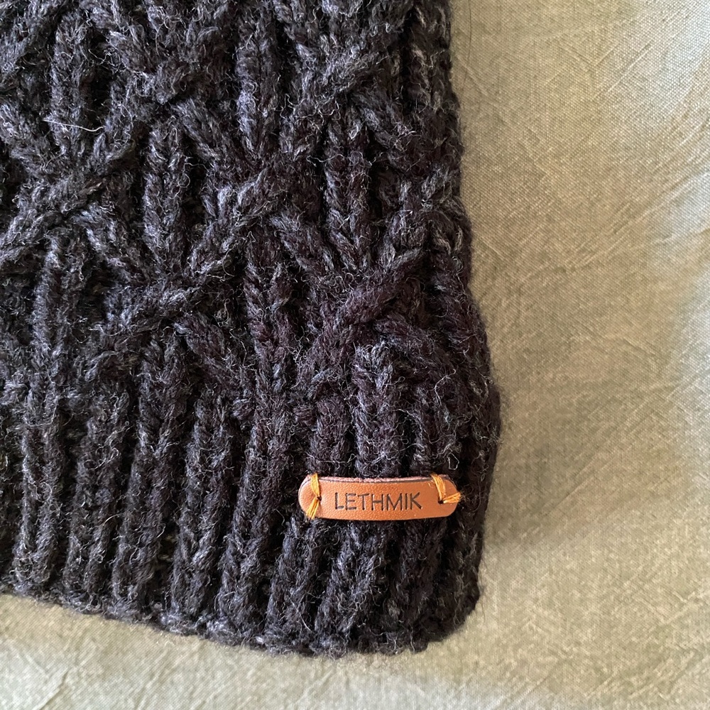 Charcoal beanie with fleece lining cozy winter hat large - Picture 3 of 3